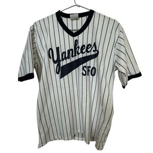Vintage Yankees San Francisco SFO Baseball Pin Striped Men’s L Jersey MLB